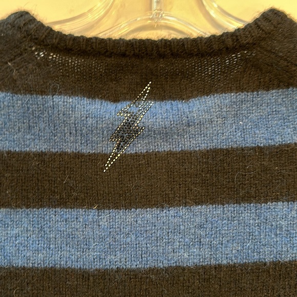 ZADIG&VOLTAIRE women's black and blue stripe crewneck sweater. Size XS/S - Picture 6 of 9